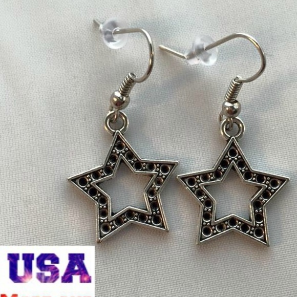 Silver Super Star Earrings Hypoallergenic Hooks! - Picture 2 of 3